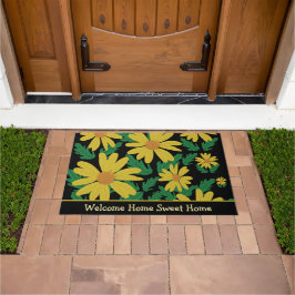 Felpudo Flores de margarita amarilla con hojas verdes