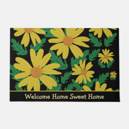 Felpudo Flores de margarita amarilla con hojas verdes