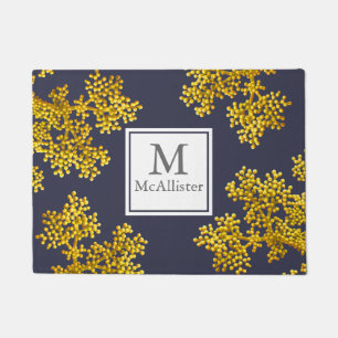 Felpudo Flores de oro amarillo alegres personalizadas