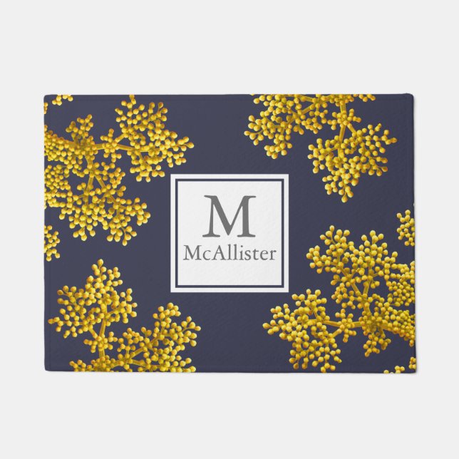 Felpudo Flores de oro amarillo alegres personalizadas (Anverso)