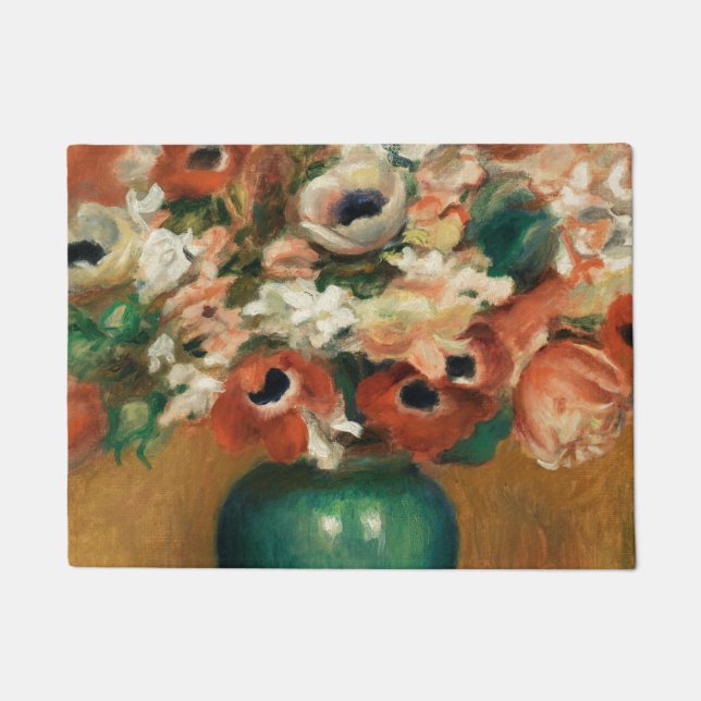 Felpudo Flores de pintura impresionista de Renoir (Anverso)