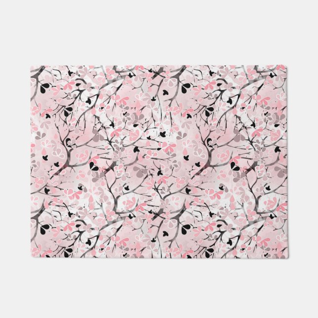 Felpudo Flores de primavera floridas sin soldadura hojas r (Anverso)