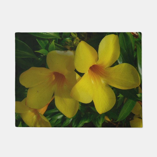 Felpudo Flores de trompeta doradas II tropicales (Anverso)