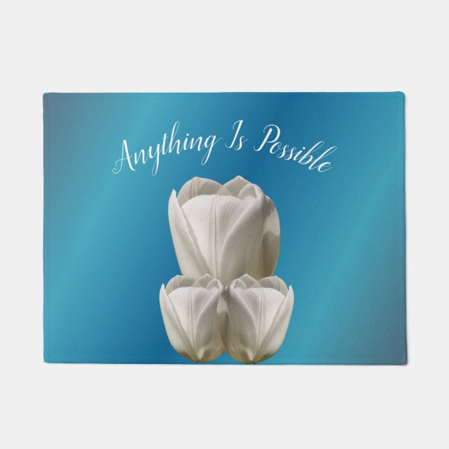Felpudo Flores De Tulipanes Todo Es Posible Inspirador   (Anverso)