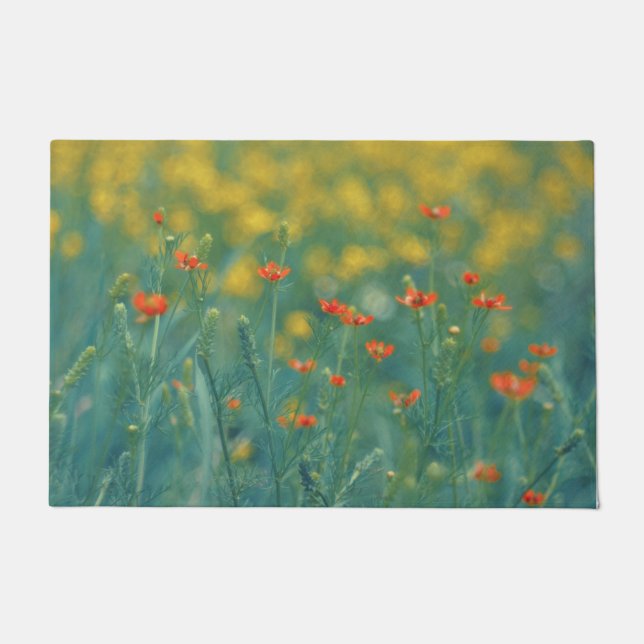 Felpudo Flores de Verano (Campo Floral) (Flores Rojas) (Anverso)