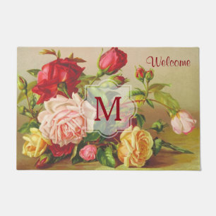 Felpudo Flores del ramo de los rosas del Victorian del