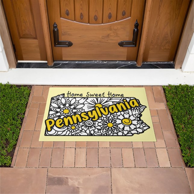 Felpudo Flores Doodle de Pensilvania (Exterior)