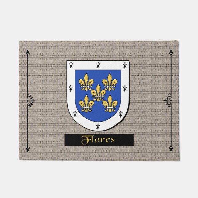 Felpudo Flores Escudo histórico sobre el adoquín (Anverso)