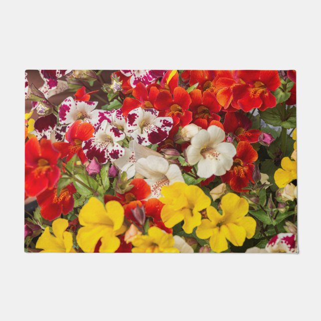 Felpudo Flores florales de colores vivos (Anverso)