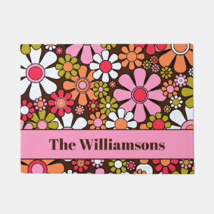 Felpudo Flores Groovy Retro Floral 60's 70 personalizadas