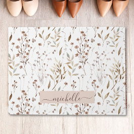 Felpudo Flores marrones de color de agua delgada monograma