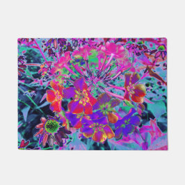 Felpudo Flores Psicodélicas de colores rojo y morado