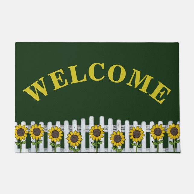 Felpudo Flores Rústicas De Bienvenida Puerta Mat (Anverso)