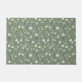 Felpudo Flores silvestres amarillas blancas verde salvia B