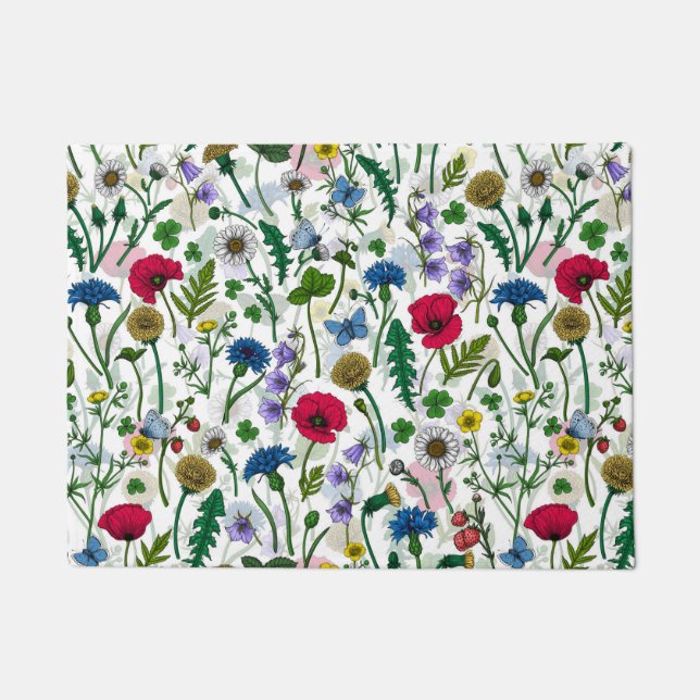 Felpudo Flores silvestres en blanco roto (Anverso)
