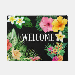 Felpudo Flores tropicales con flores de bienvenida Doormat