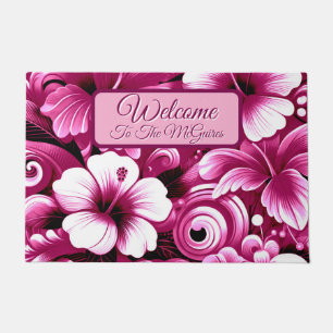 Felpudo Flores tropicales hawaianas Hibiscus personalizada