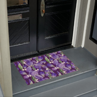 Felpudo Flores violentas de iris morado y mariposas