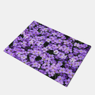 Felpudo Flores violetas - Bienvenida
