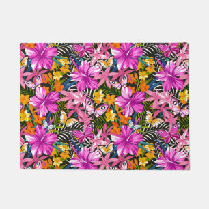 Felpudo Flores y hojas tropicales
