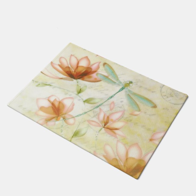 Felpudo Flores y libélula (Angular)