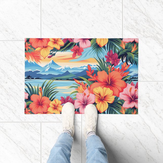 Felpudo Flores y paisajes tropicales coloridos (Interior)