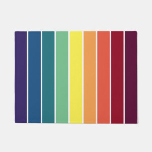 Felpudo Flormón rayado con arco iris retro