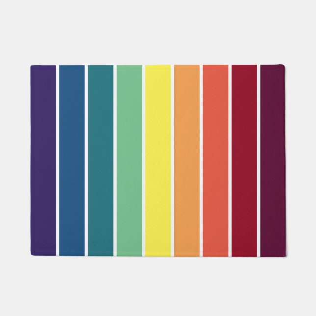 Felpudo Flormón rayado con arco iris retro (Anverso)