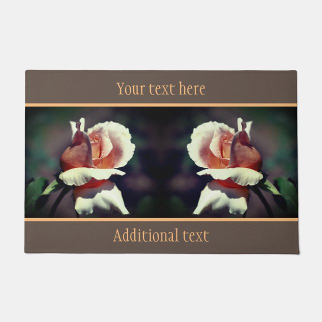 Felpudo Flower Peach Rosebud Flower Close Personalizada (Anverso)