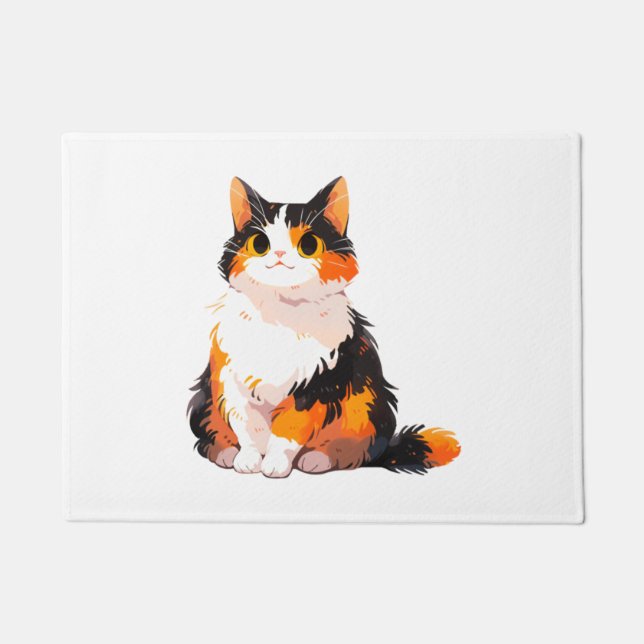 Felpudo Fluffy Calico Cat (Anverso)