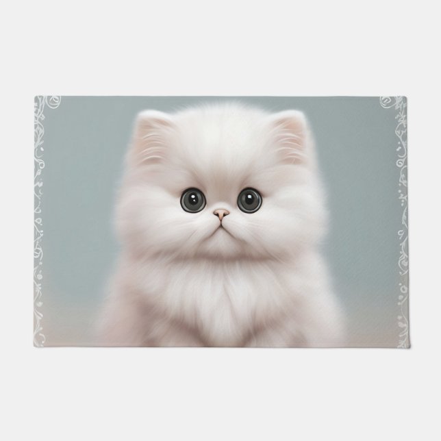 Felpudo Fluffy Persian Nursery Cat Art (Anverso)