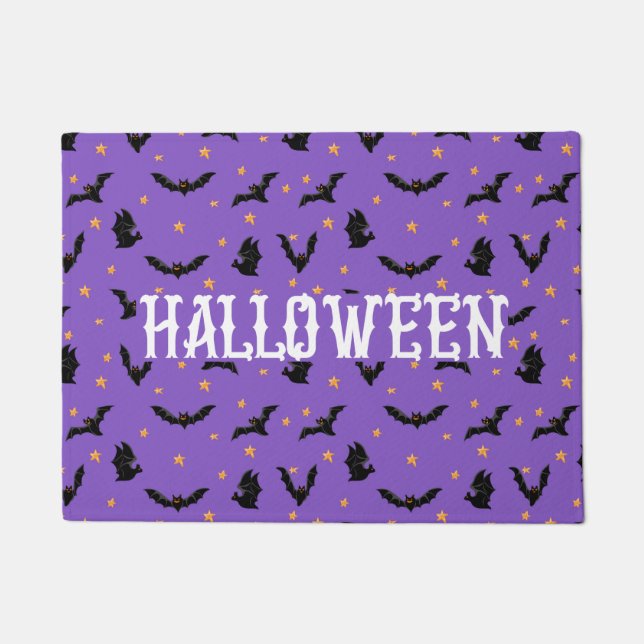 Felpudo Flying Bats Halloween Purple (Anverso)