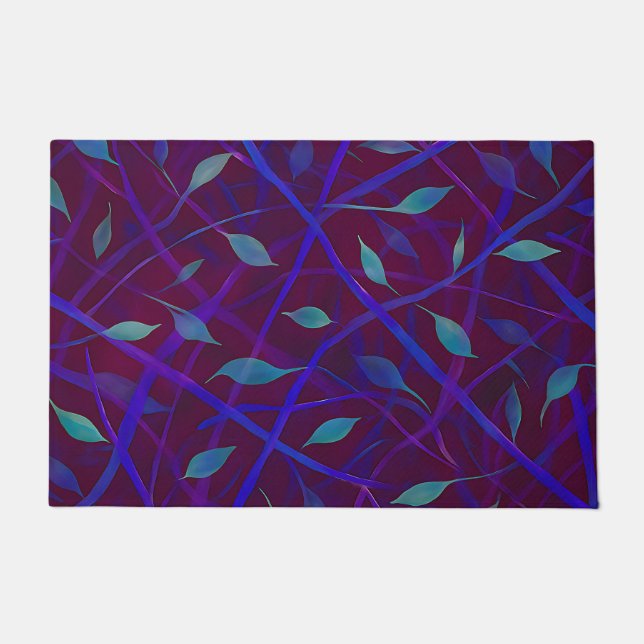 Felpudo Foliage de tono de joyas borgoñonas oscuro (Anverso)