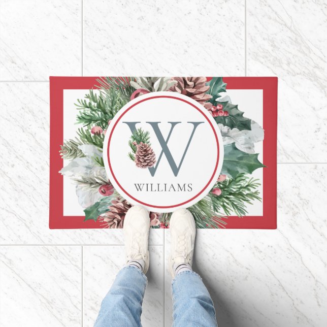 Felpudo Foliage festividad floral nombre de familia inicia (Interior)