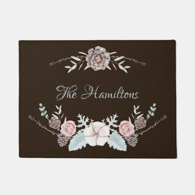 Felpudo Follaje de invierno marrón personalizado (Anverso)