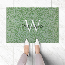 Follaje de monograma William Morris hojas verdes c