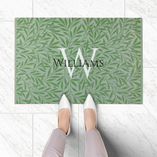 Felpudo Follaje de monograma William Morris hojas verdes c