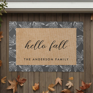Felpudo Follaje Rústico Hola Otoño Nombre de la Familia