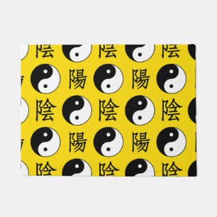 Felpudo Fondo amarillo Patrón Yinyang chino