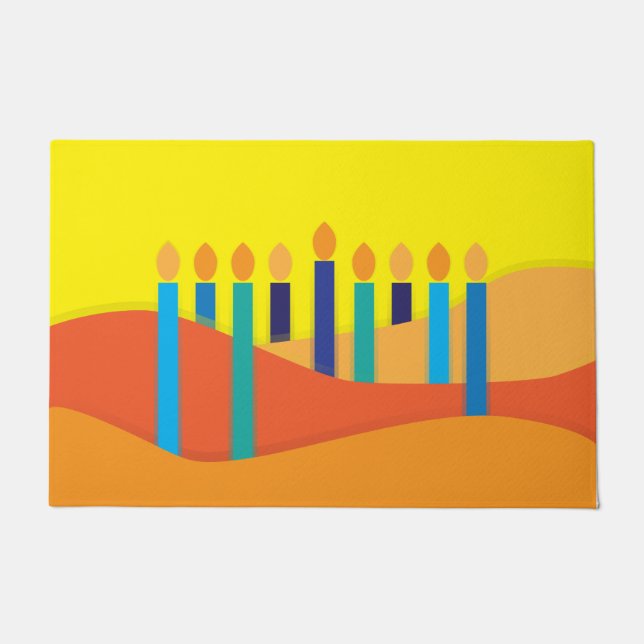 Felpudo Fondo de las Velas Amarillas Naranja Abstracto (Anverso)