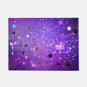 Felpudo Fondo de papel de aluminio púrpura con estrellas