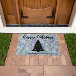 Felpudo Fondo de Piedra Óptica Holográfica Felices Fiestas