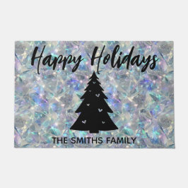 Felpudo Fondo de Piedra Óptica Holográfica Felices Fiestas