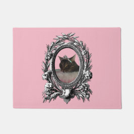 Felpudo Fondo de princesa Cat Vintage Frame Pink
