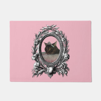 Felpudo Fondo de princesa Cat Vintage Frame Pink