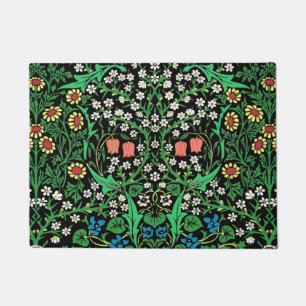 Felpudo Fondo floral de William Morris, negro jacobeo