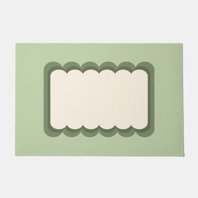 Felpudo Forma ondulada retro Verde pastel (Anverso)