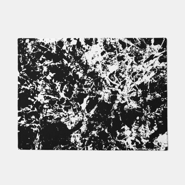 Felpudo Formación de hielo abstracto en blanco y negro (Anverso)