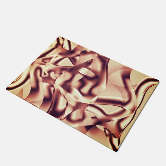 Felpudo Formas curvadas, rojas o burdeos, de tono beige (Angular)