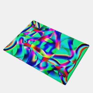 Felpudo Formas curvadas y muy coloridas, más verde azul